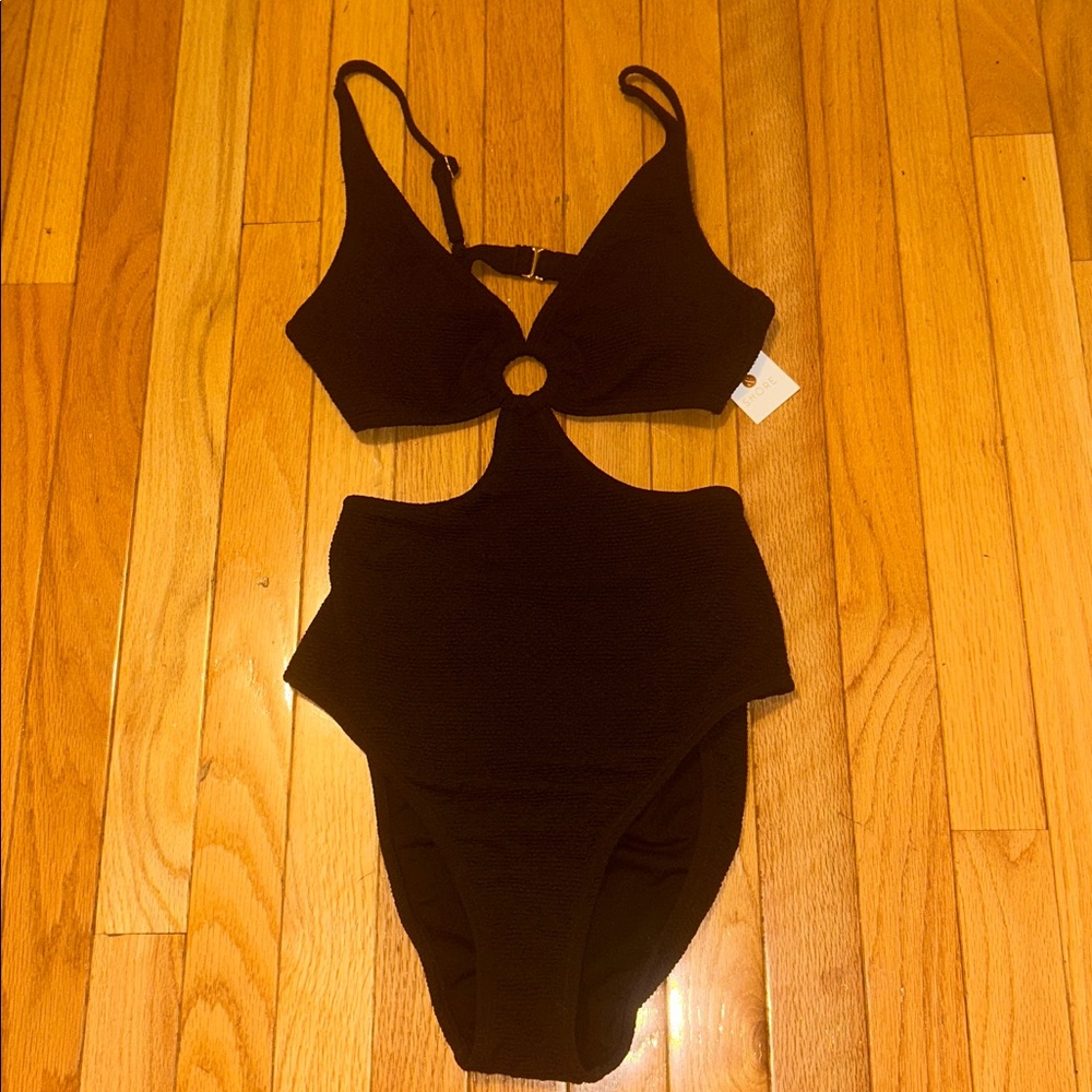 Shade & Shore Black Textured Swimsuit